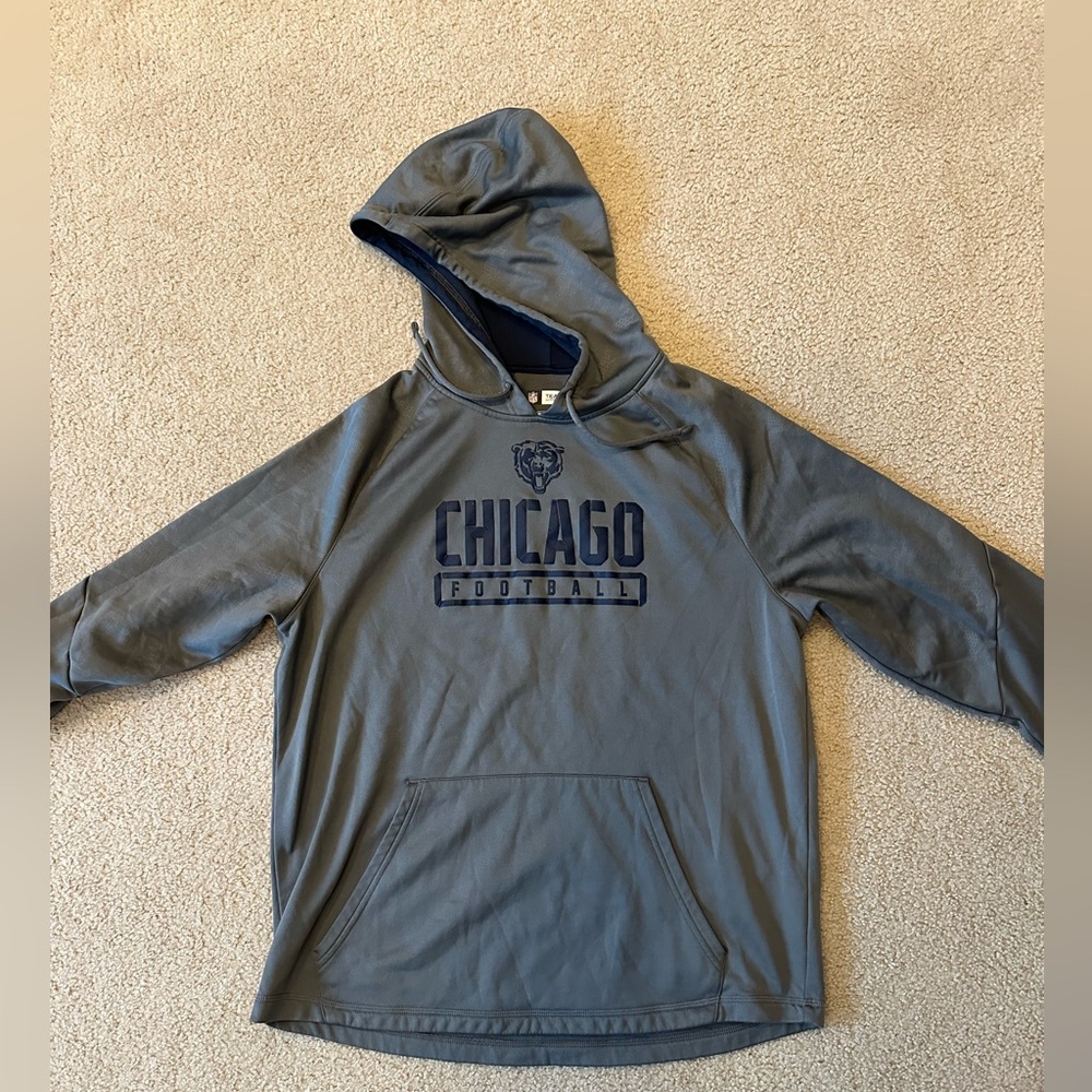 NFL Team Apparel Chicago Bears Football Hoodie Hooded Sweatshirt Grey Gray XL